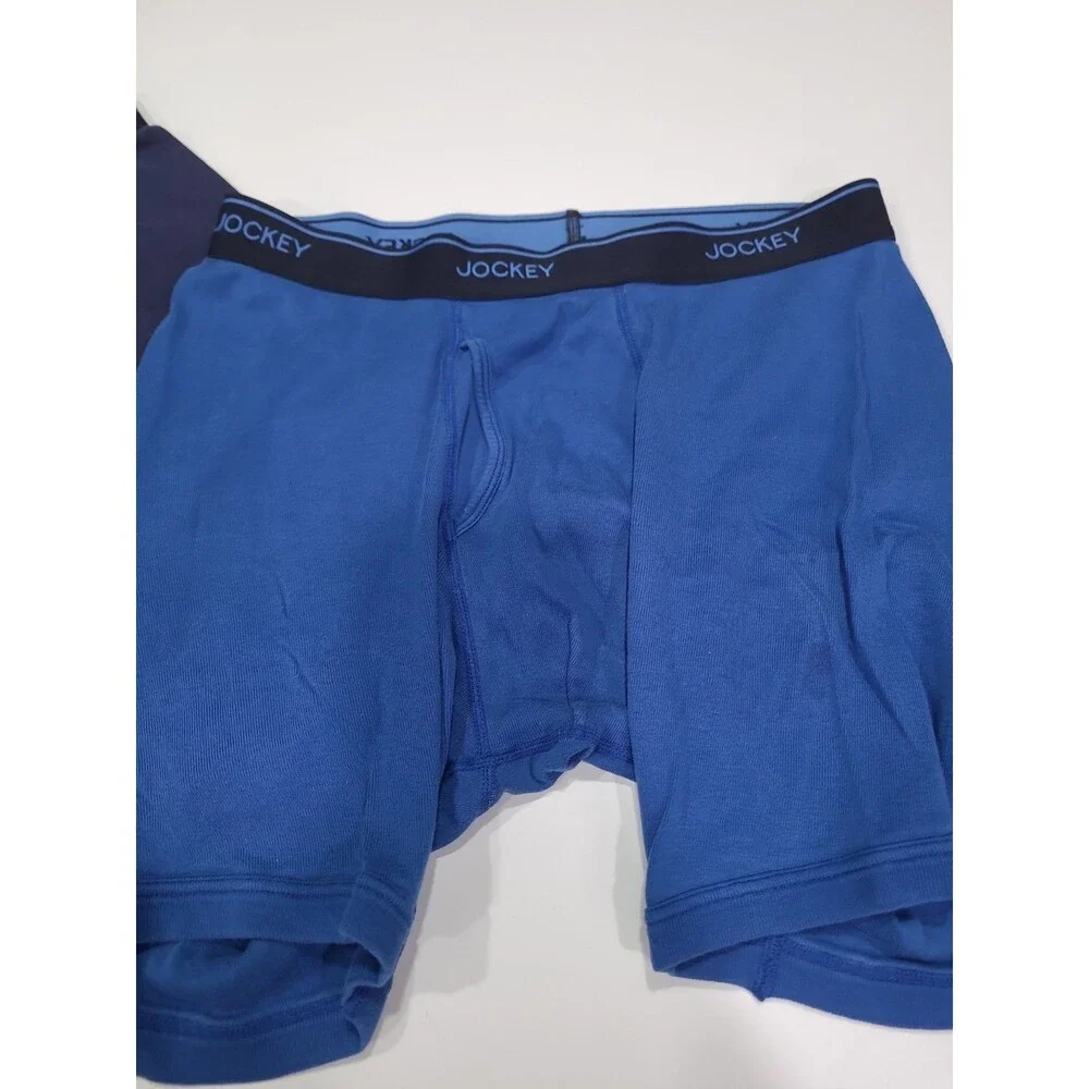 2 Jockey Men's Staycool Brief Boxer Shorts Size Medium Blue Cotton Logo B26